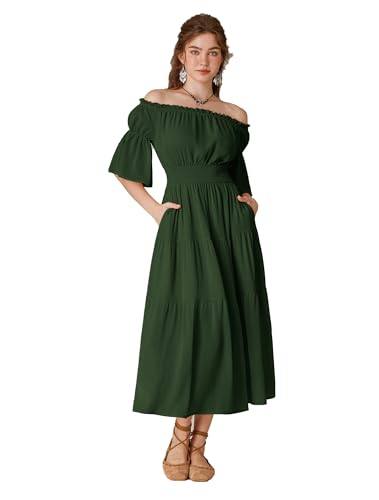 Scarlet Cottagecore Renaissance Costume for Women Maxi Dresses