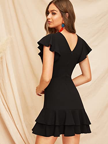 Women's V-Back Ruffle Hem Dress