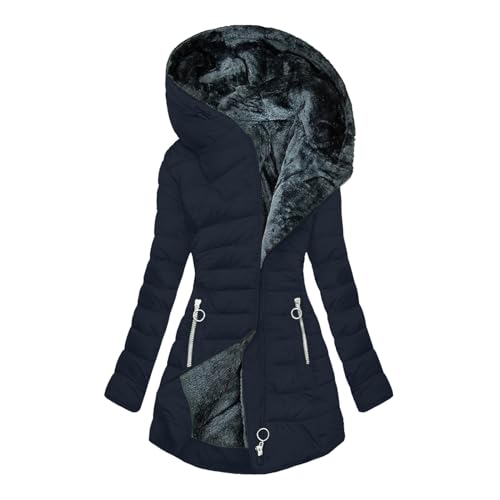 fartey Womens Winter Coats Fleece Lined Thicken Puffer Jackets Sherpa Warm Waterproof Long Parka Outwear With Fur Hood