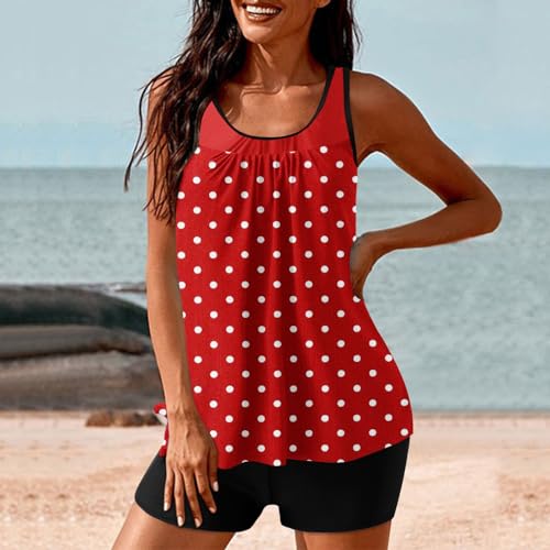 Fartey Women's High Waisted Tummy Control Floral Tankini Swimwear